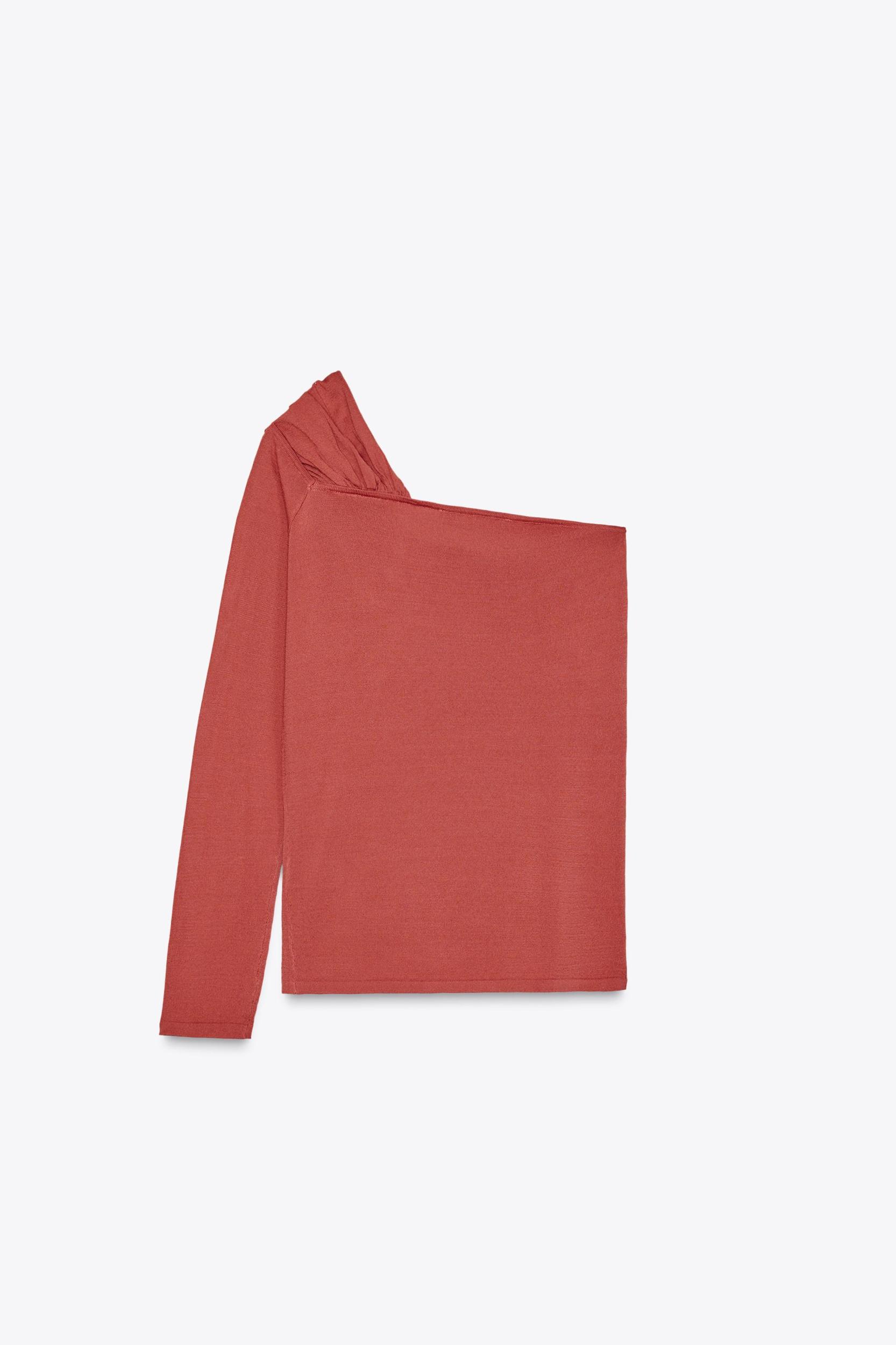 DRAPED KNIT ASYMMETRIC TOP Product Image