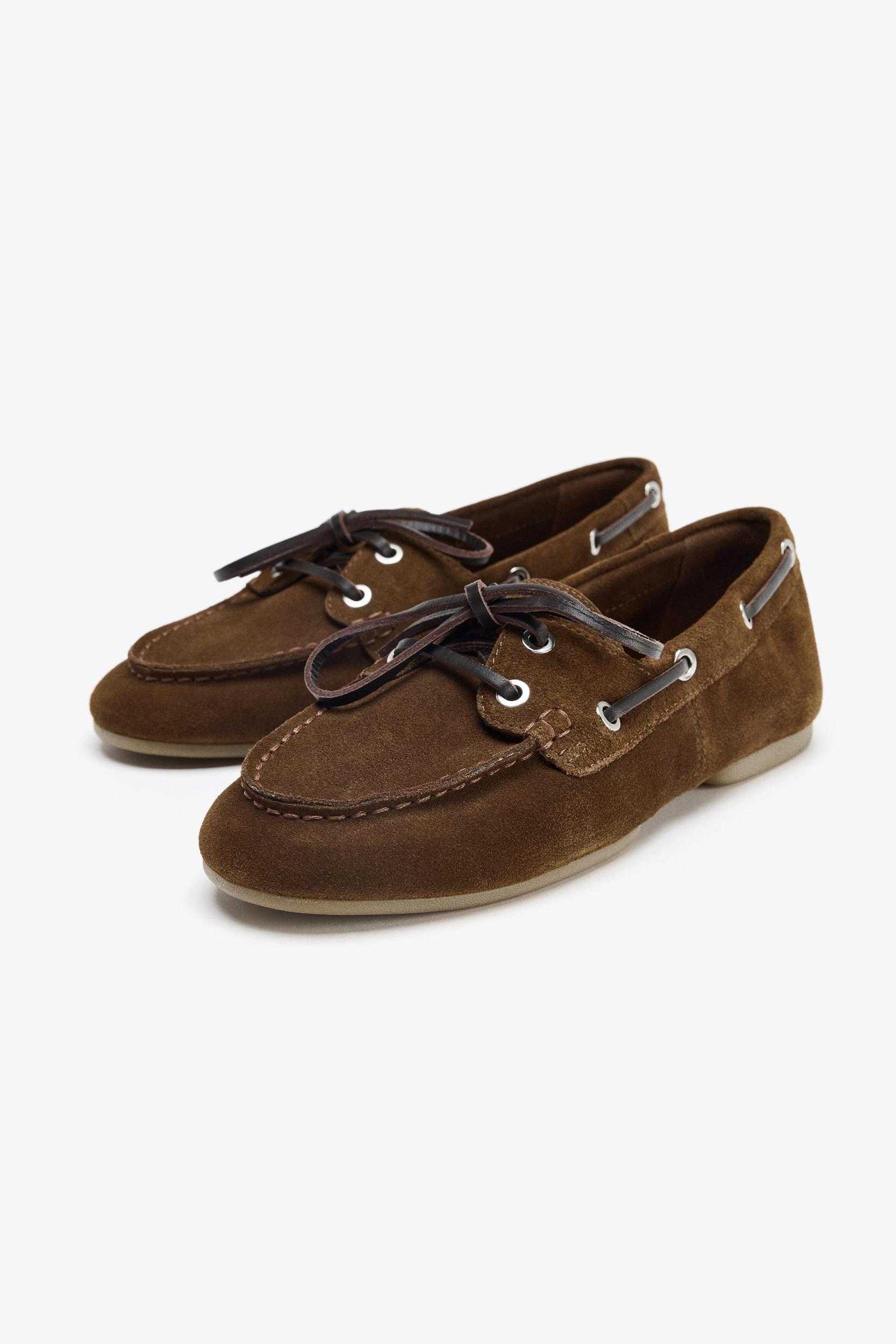 SUEDE TOPSTITCHED LOAFERS Product Image
