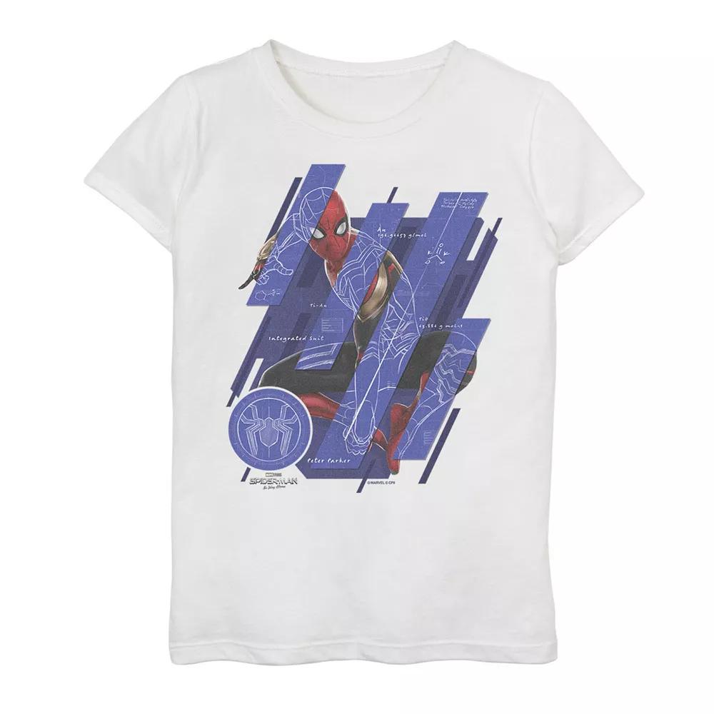 Girls 7-16 Marvel Spider-Man No Way Home Spider-Man Schematic Panels Graphic Tee, Girl's, Size: XL, White Product Image