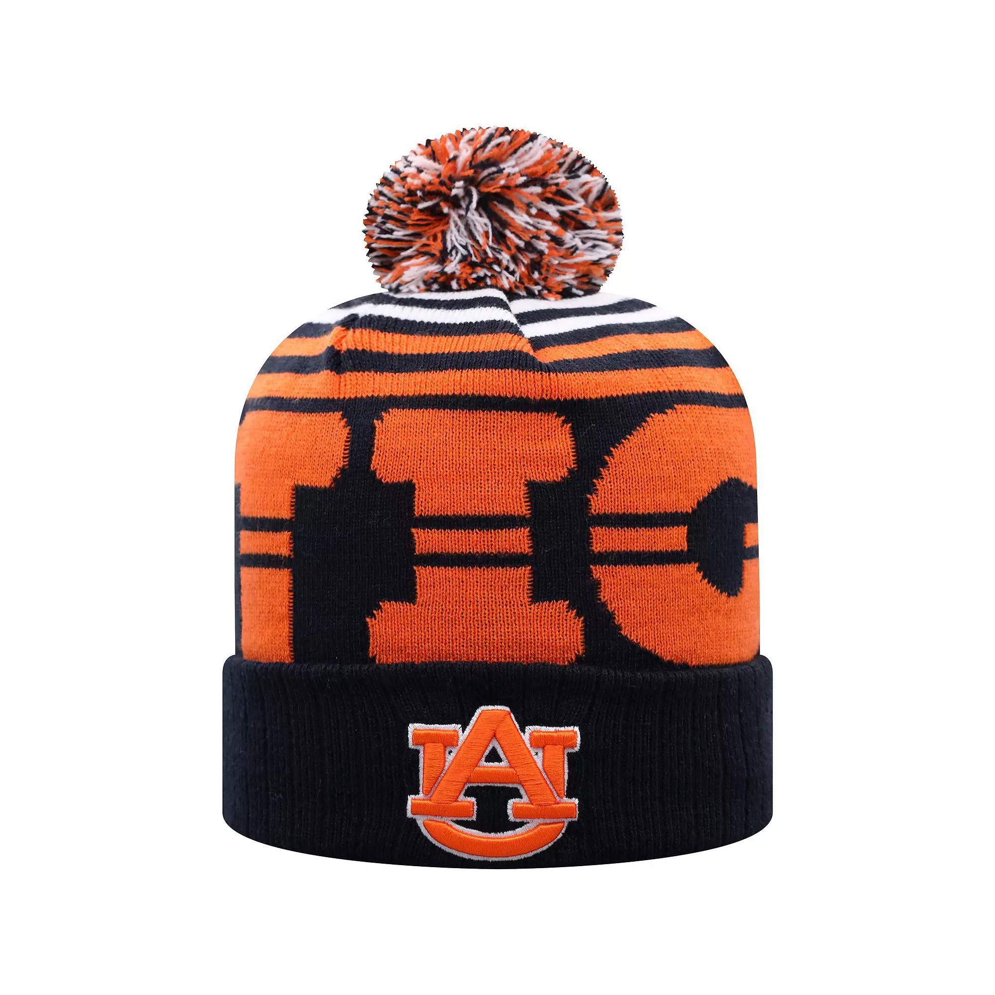 Men's Top of the World Navy/Orange Auburn Tigers Colossal Cuffed Knit Hat with Pom, Blue Product Image