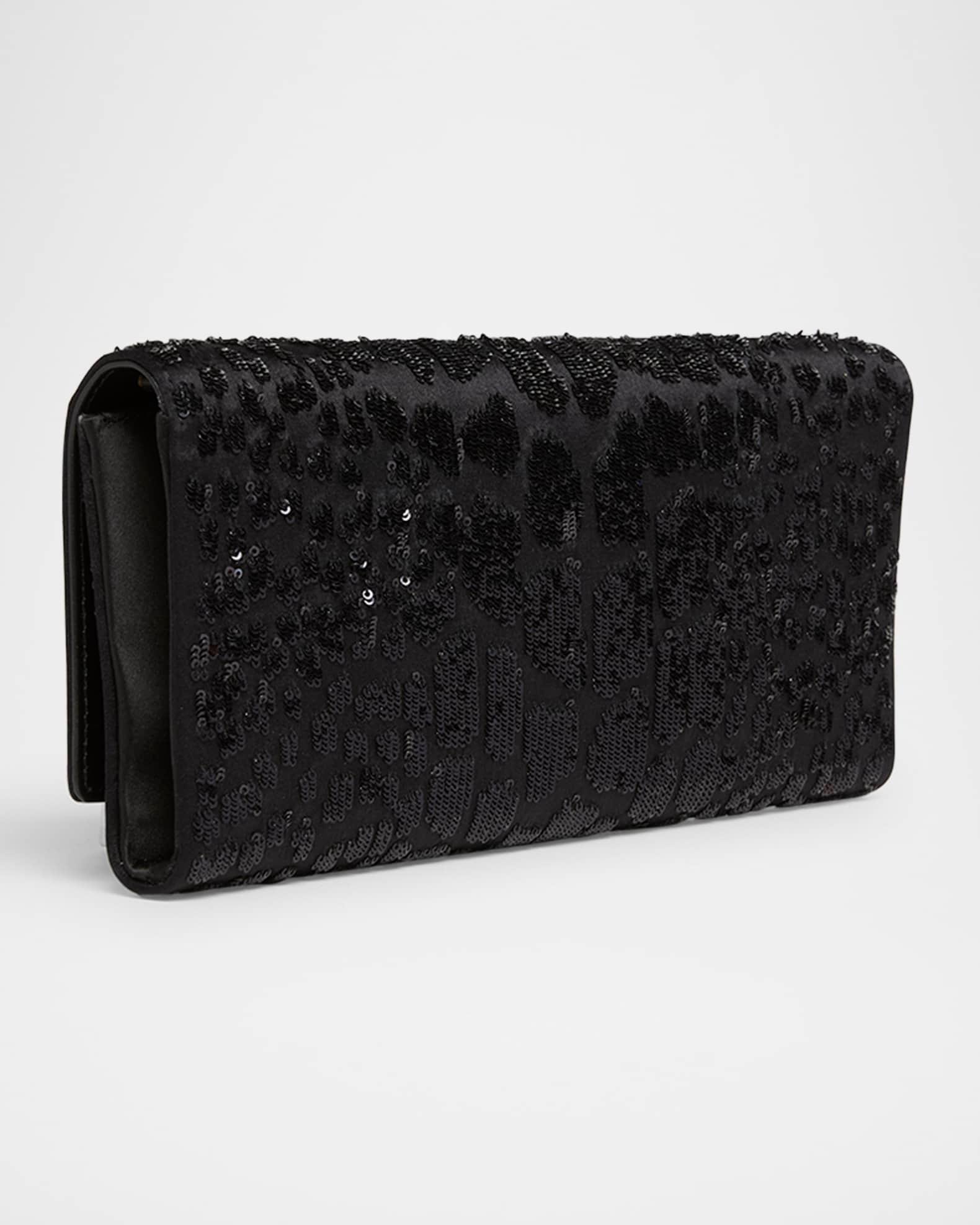 Bar Croc-Effect Sequin Clutch Bag in Viscose and Leather Product Image