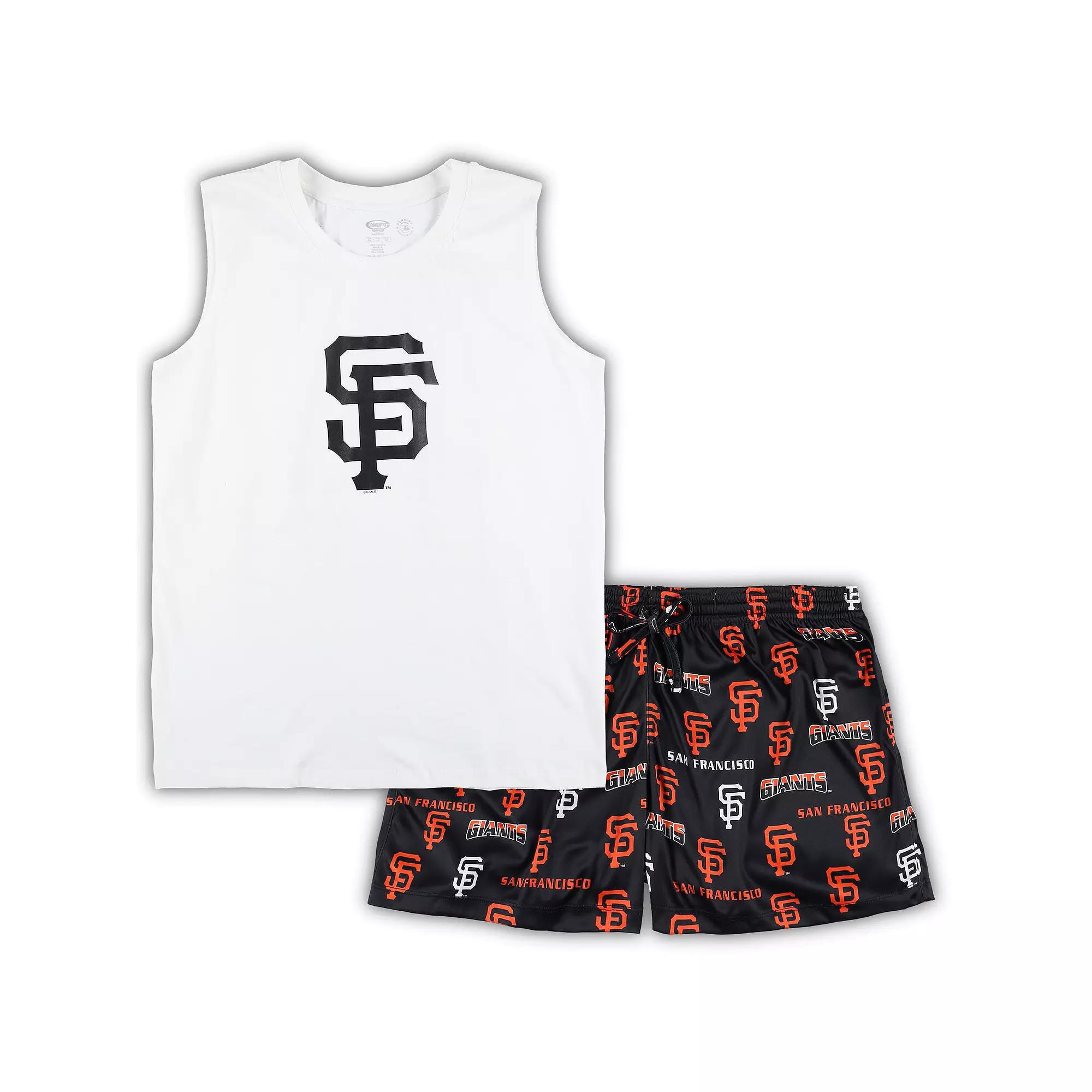 Women's Concepts Sport White/Black San Francisco Giants Plus Size Tank Top & Shorts Sleep Set, Size: 4XL Product Image