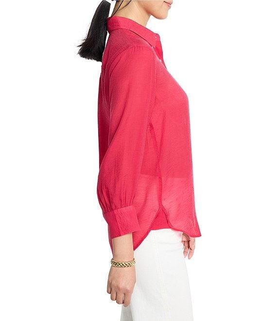 NIC + ZOE Breeze Point Collar Bracelet Sleeve Button Front Shirt Product Image