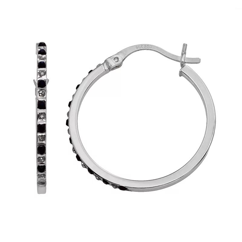 Diamond Mystique Sterling Silver Diamond Accent & Sapphire Round Hoop Earrings, Women's Product Image