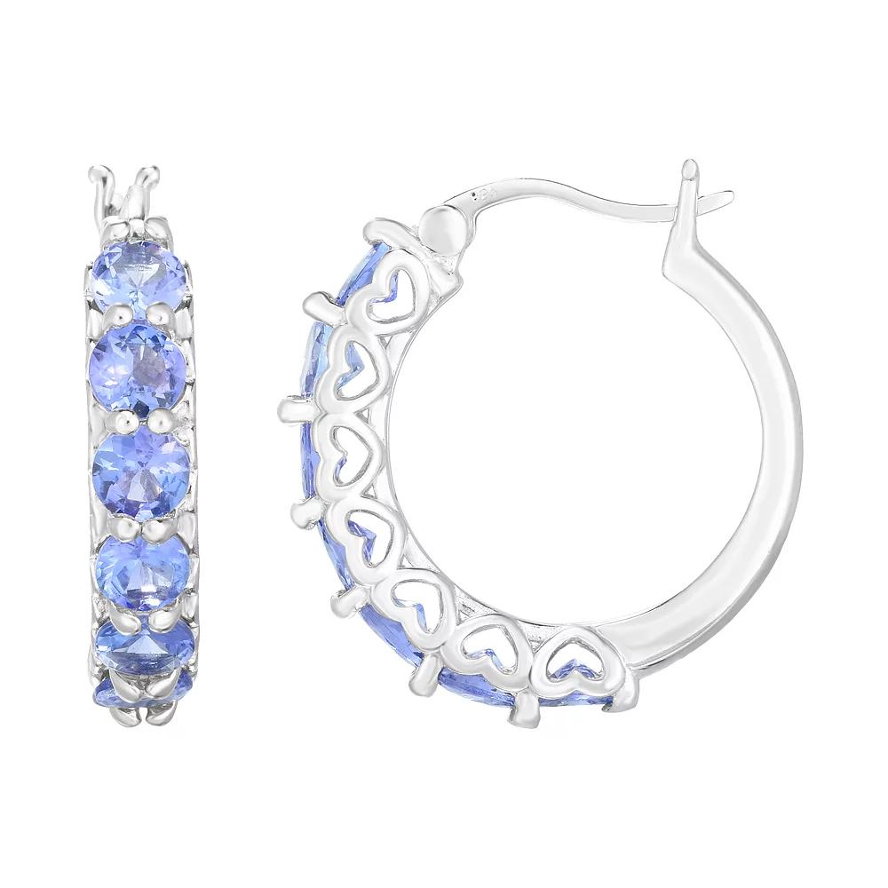 Sterling Silver Genuine Tanzanite Hoop Earrings, Women's Product Image