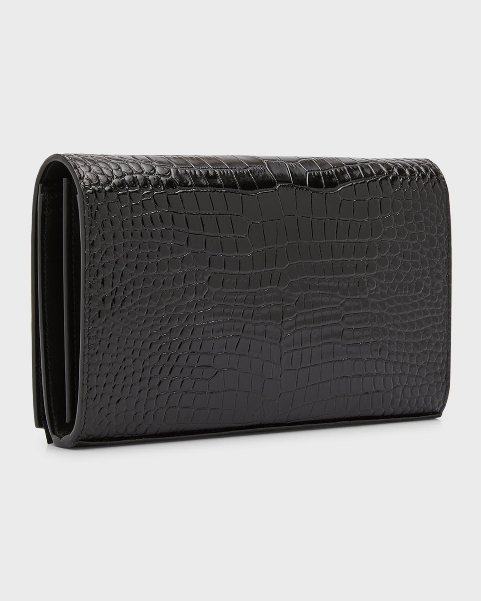 Cassandra YSL Wallet on Chain in Croc Embossed Leather Product Image