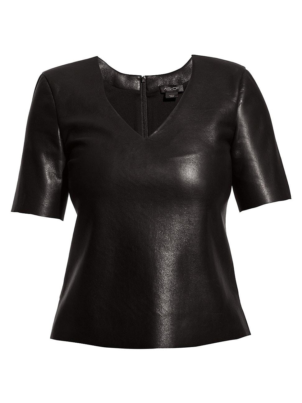 Womens Felicity Recycled Leather V-Neck Top Product Image