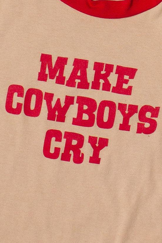 Make Cowboys Cry Crop Ringer Tee Product Image