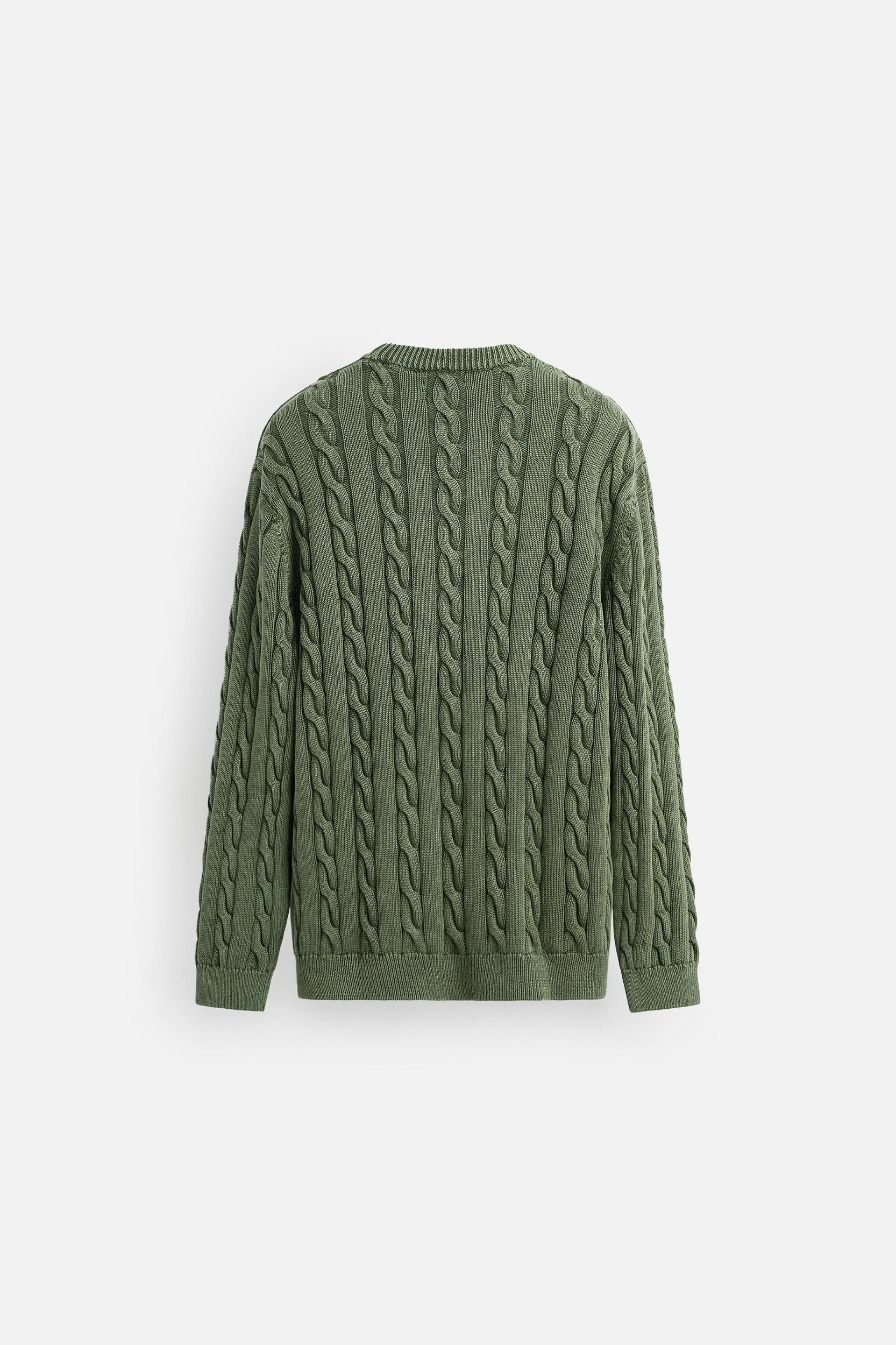 WASHED CABLE-KNIT SWEATER Product Image