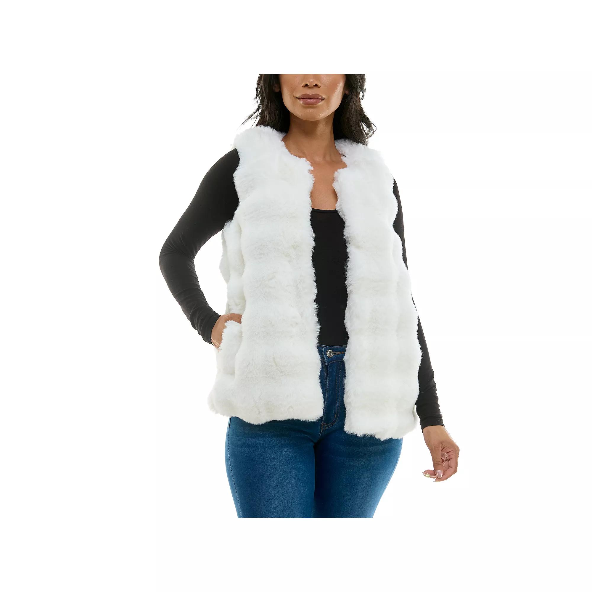 Women's Nina Leonard Collared Faux Fur Vest,  Product Image