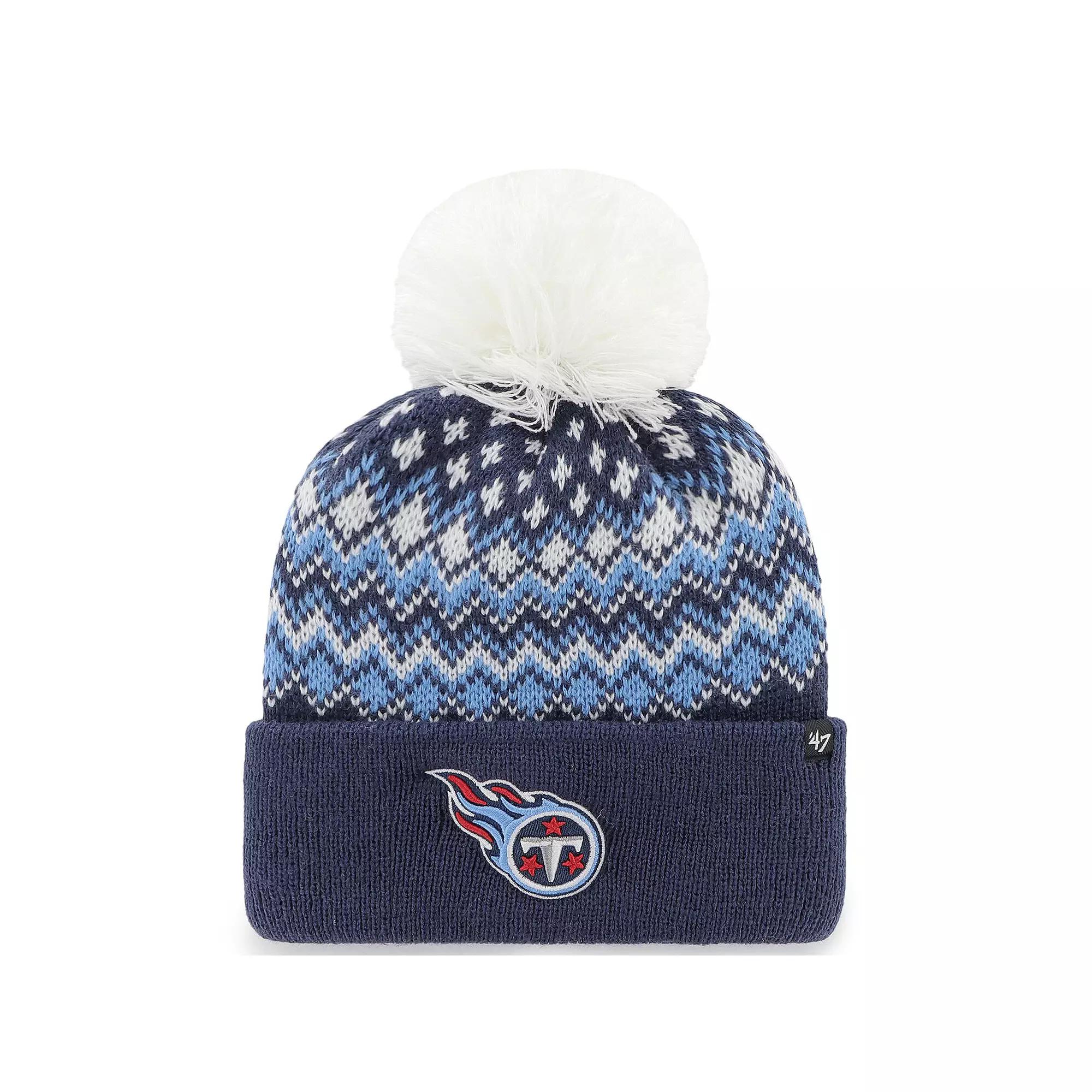 Women's '47 Navy Tennessee Titans Elsa Cuffed Pom Knit with Hat, Blue Product Image