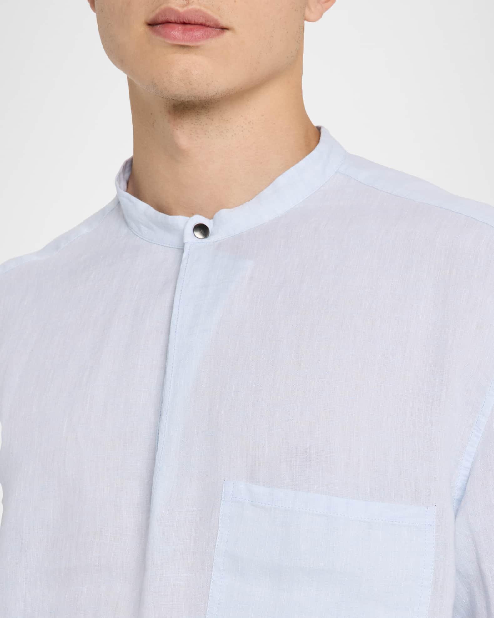 Men's Linen Nehru-Collar Sport Shirt Product Image