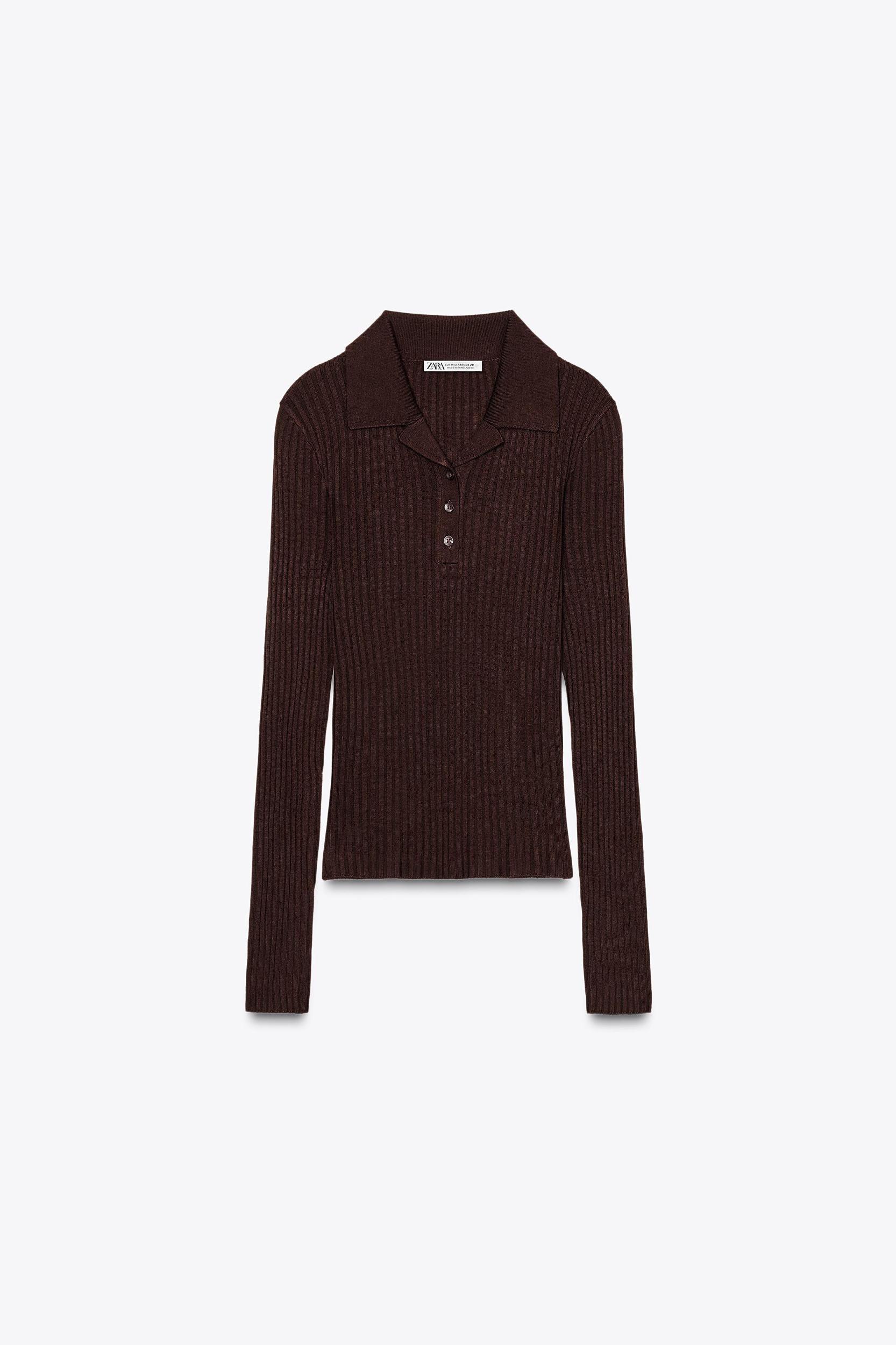 RIBBED KNIT POLO SWEATER Product Image