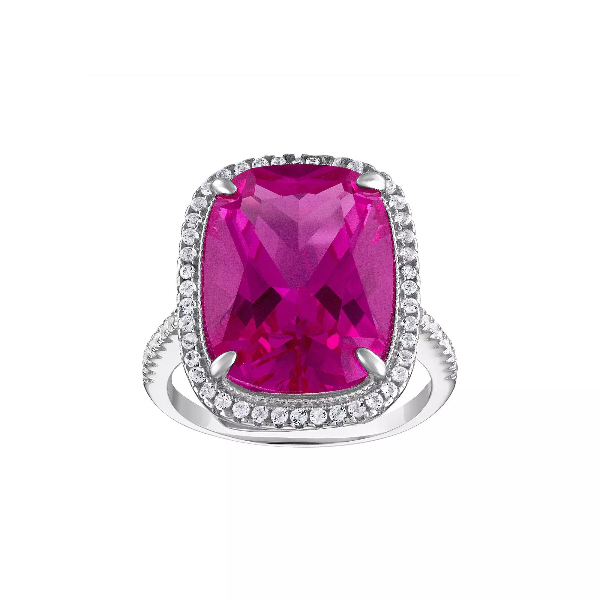 Designs by Gioelli Sterling Silver Gemstone Ring, Women's, Size: 10, Lab Created Pnk Spphr Product Image