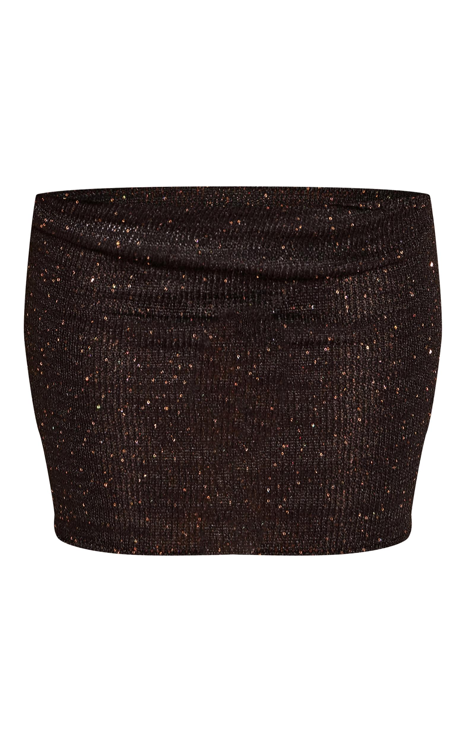 Petite Black Sequin Knitted Mini Skirt Product Image