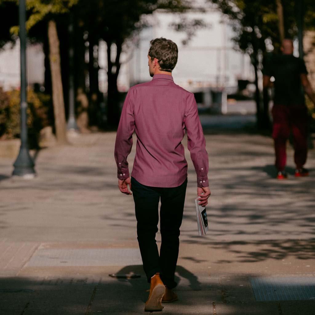 Merino Wool Button-Down Shirt | Burgundy Oxford 210 Product Image