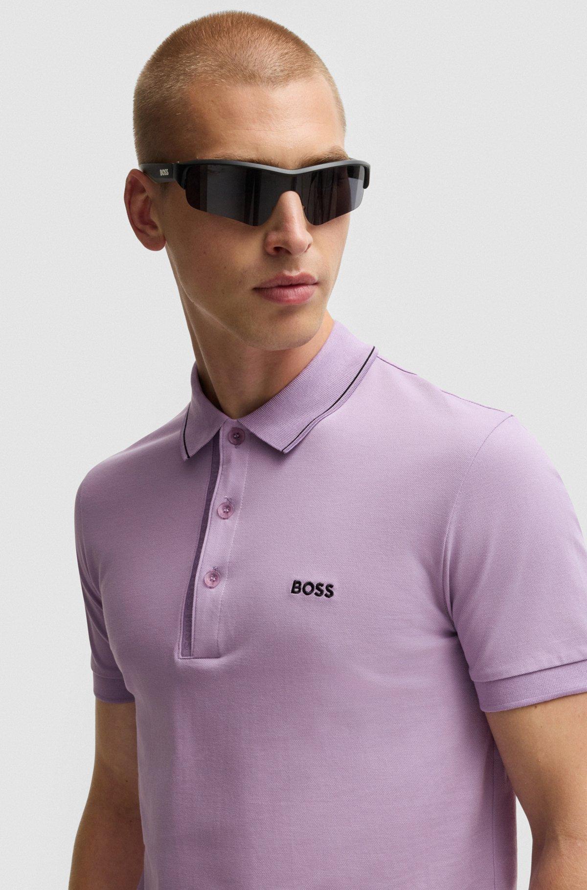 Cotton-piqué slim-fit polo shirt with tonal logo Product Image