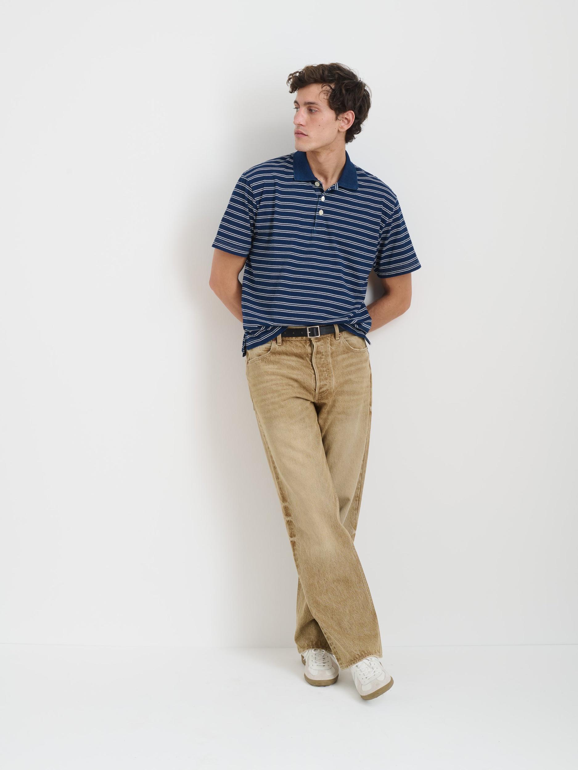 Lucas Polo In Indigo Double Stripe Product Image