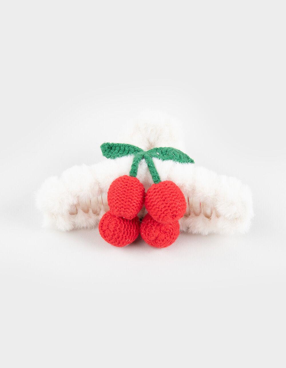 FULL TILT Faux Fur/Crochet Cherry Claw Clip - CREAM Product Image