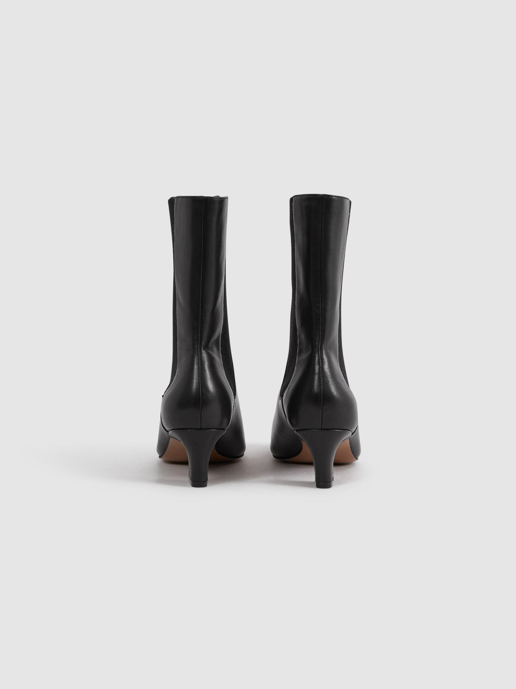Leather Kitten Heel Chelsea Boots in Black Product Image