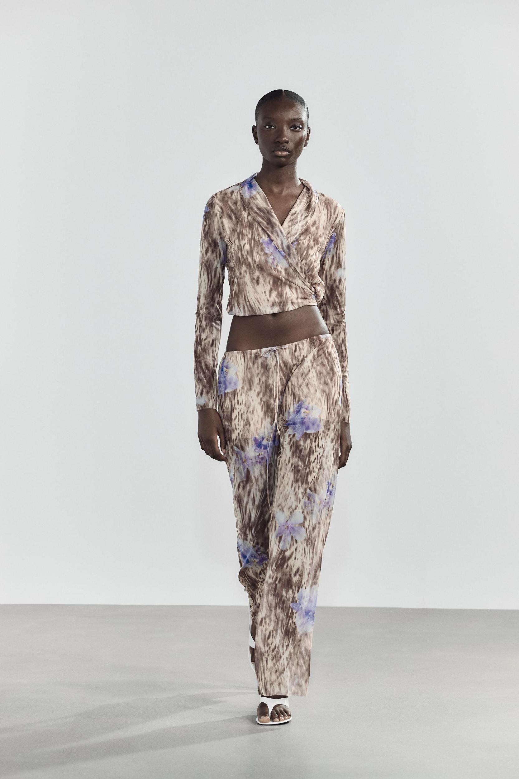 PRINTED TULLE WRAP TOP Product Image