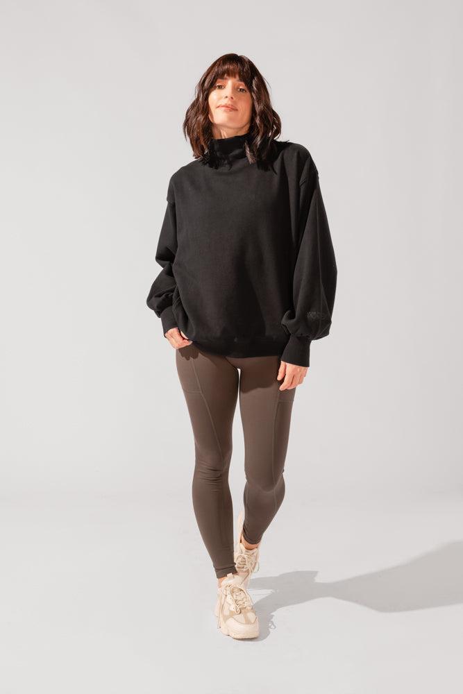 Ooey Gooey Mockneck Sweatshirt with Pockets - Black Product Image