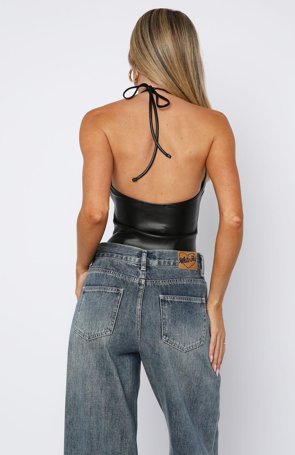 I Think I'm Ready PU Bodysuit Black Product Image