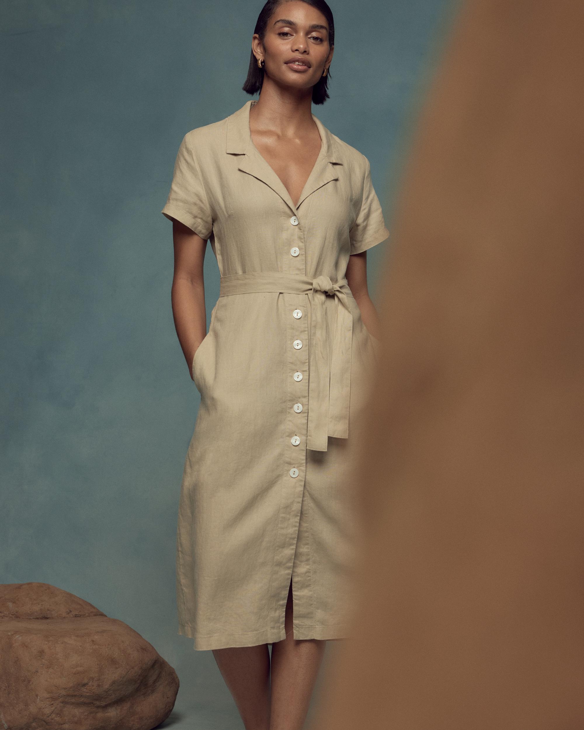 Quince | Women's Short Sleeve Dress Size XS, Linen Product Image
