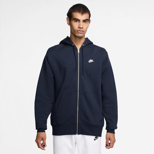 Nike Mens Nike Club Full-Zip Hoodie - Mens Black/White Product Image