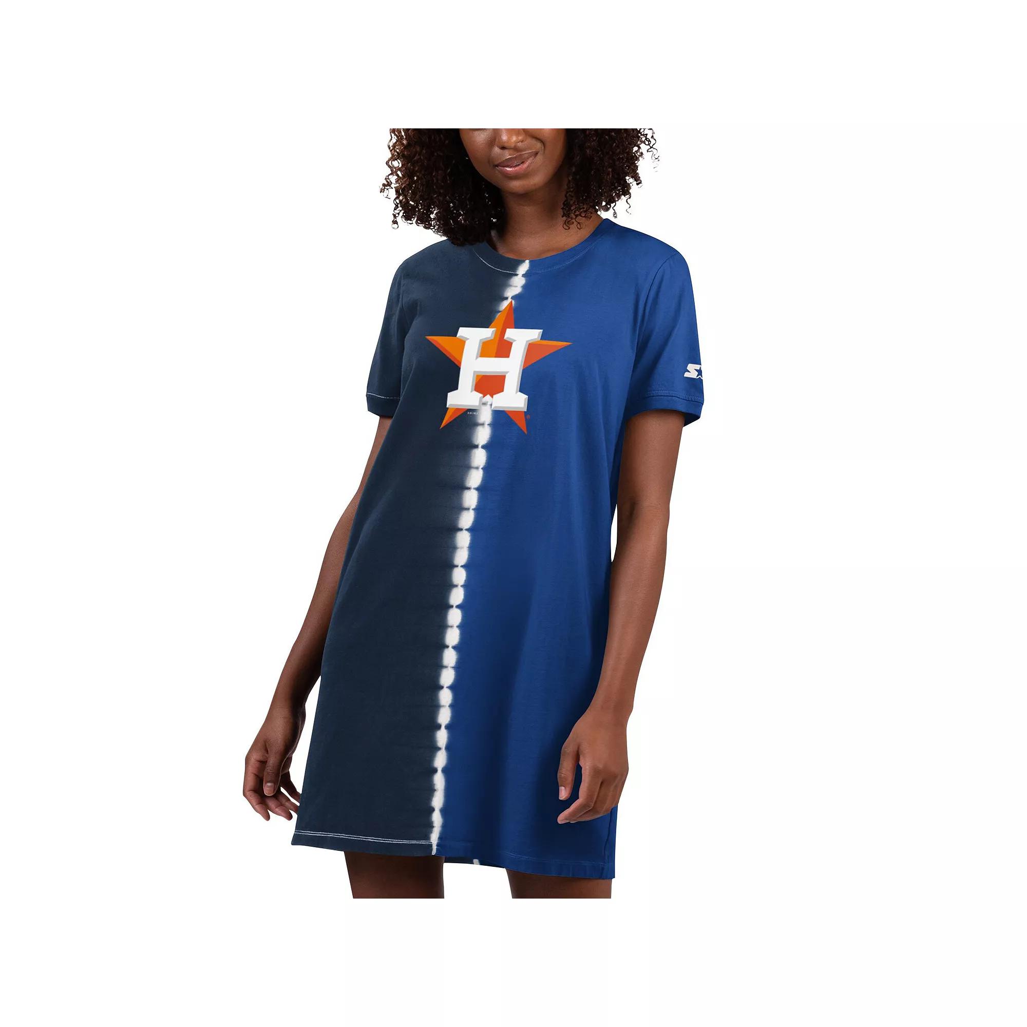 Women's Starter Navy/Royal Houston Astros Ace Tie-Dye Sneaker Dress, Size: Medium, Blue Product Image