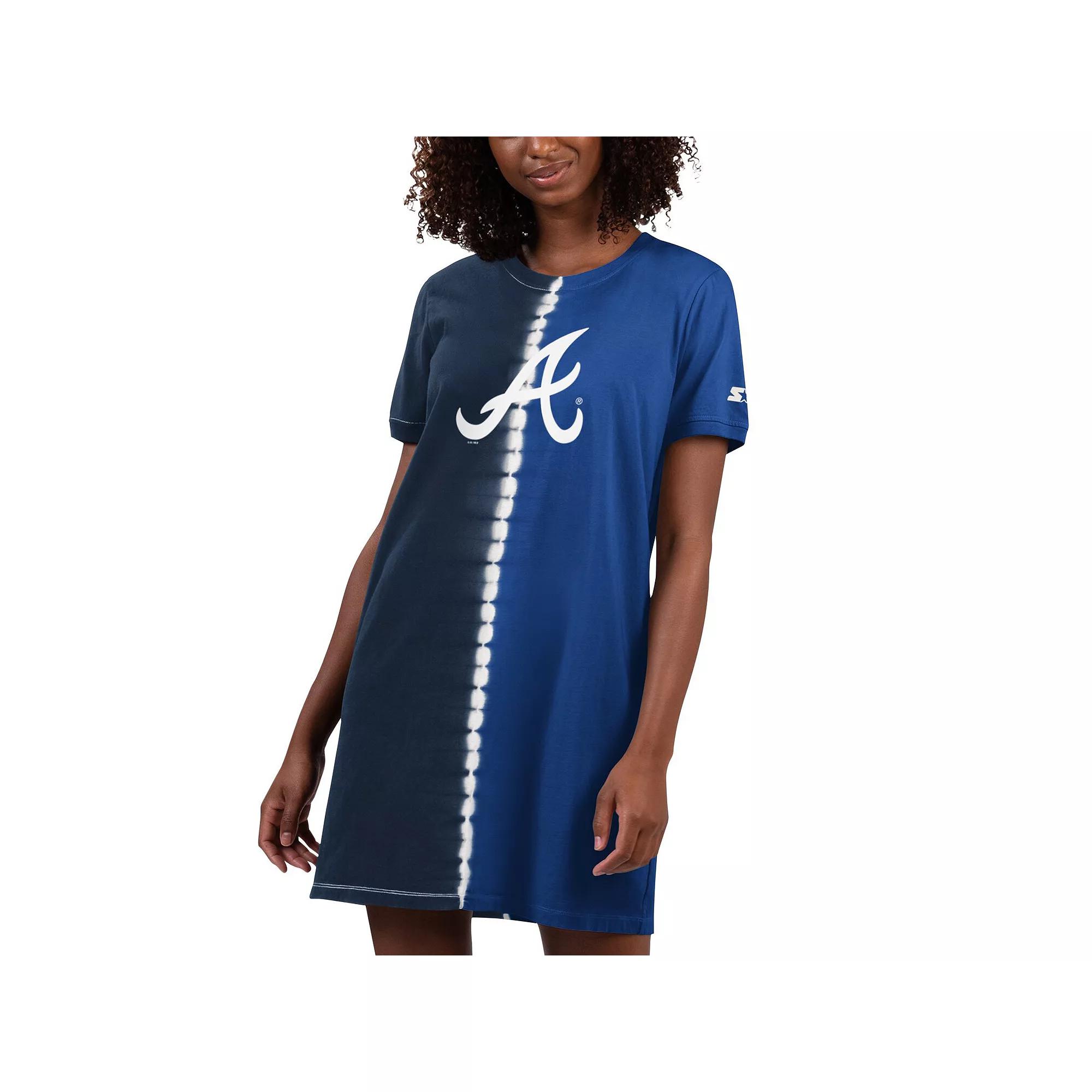 Women's Starter Navy/Royal Atlanta Braves Ace Tie-Dye Sneaker Dress,  Product Image