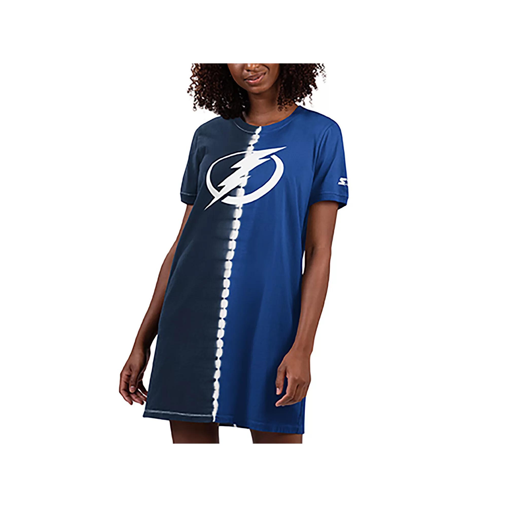 Women's Starter  Navy Tampa Bay Lightning Ace Tie-Dye Sneaker Dress, Size: Small, Lgh Blue Product Image