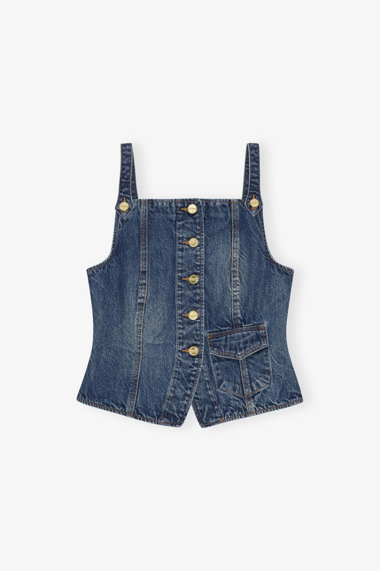 Dark Blue Heavy Washed Denim Top Product Image
