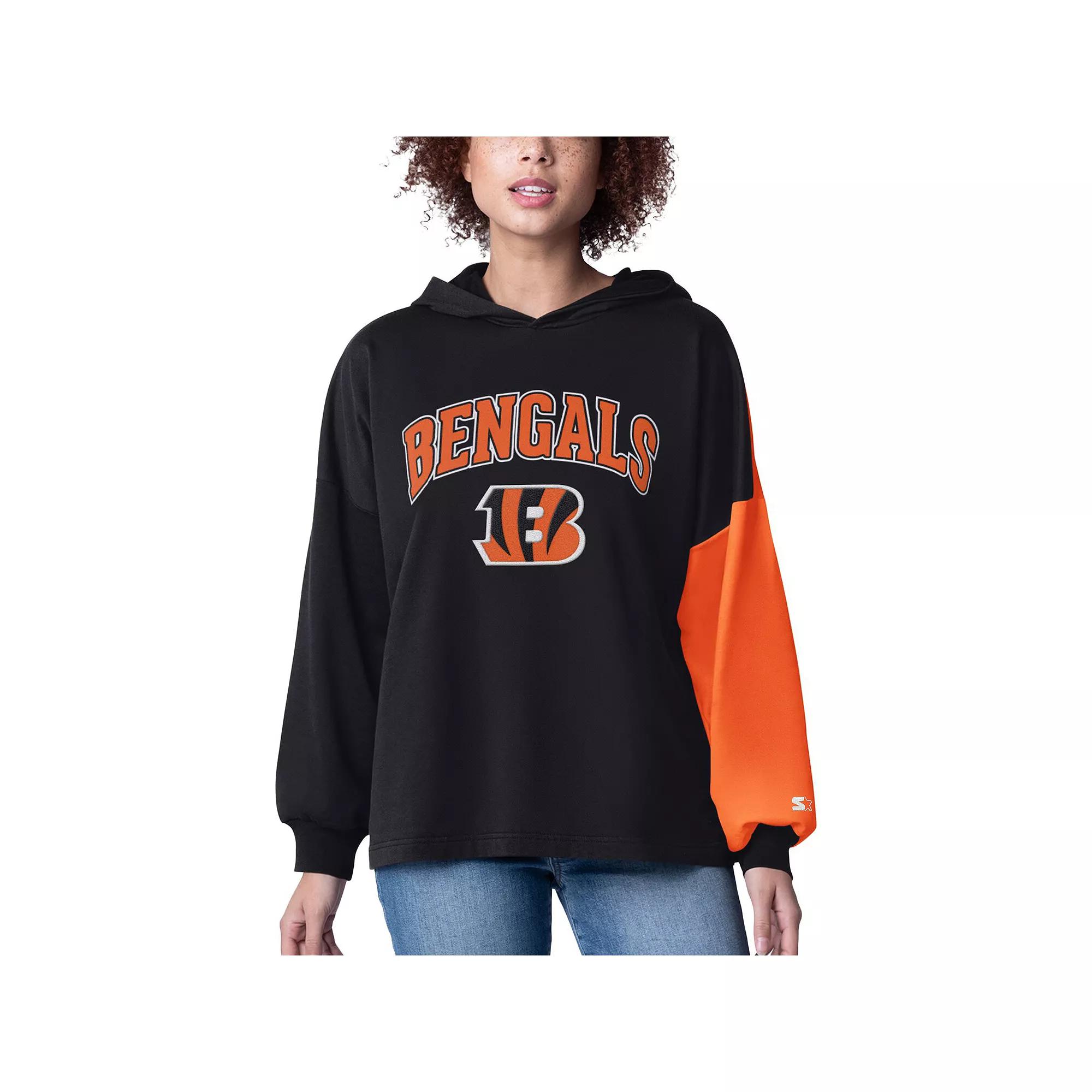 Women's Starter Black Cincinnati Bengals Power Move Long Sleeve Pullover Hoodie,  Product Image