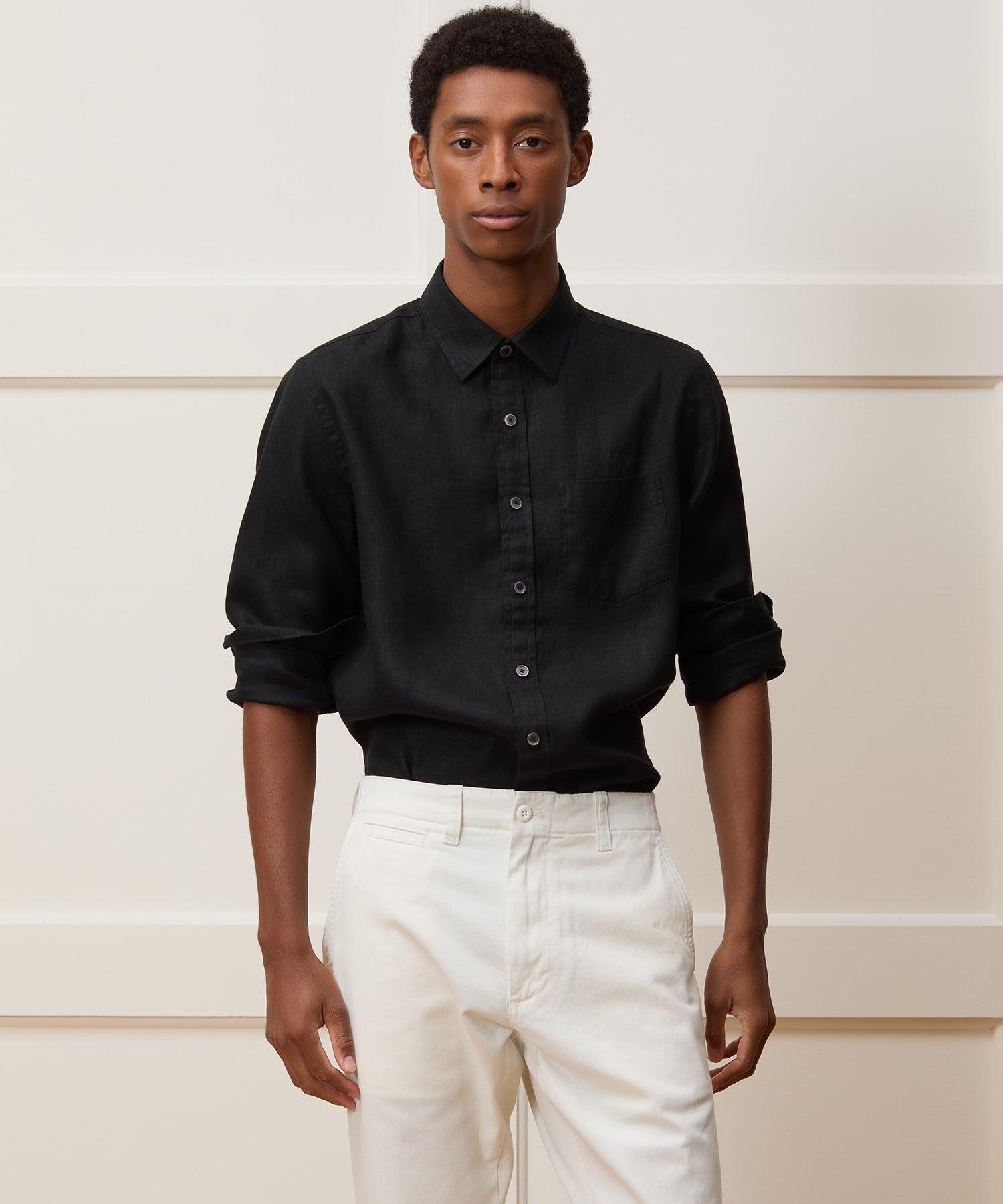 Slim Sea Soft Irish Linen Point Collar Shirt Product Image