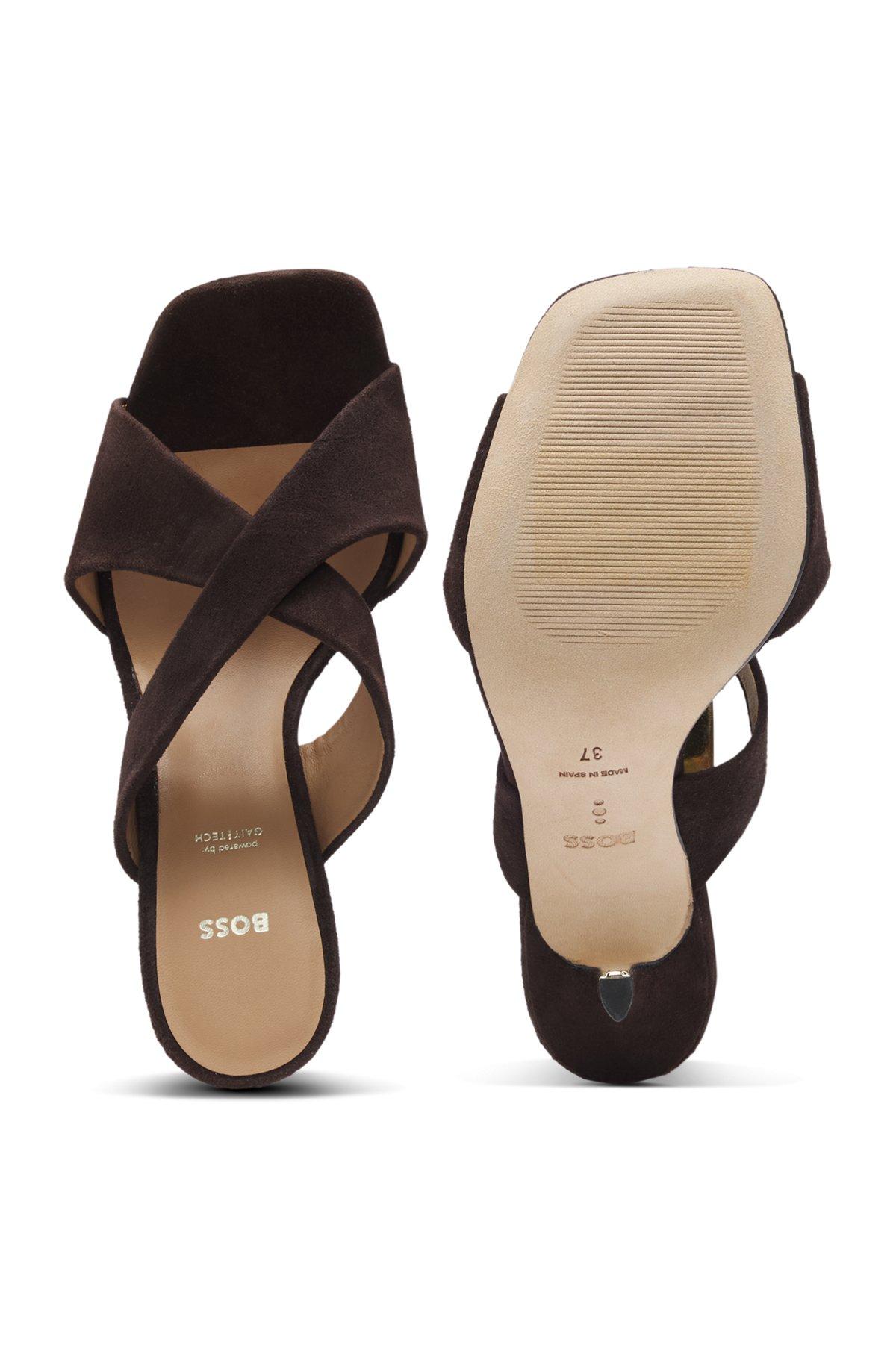 Suede sandals with crossover straps Product Image