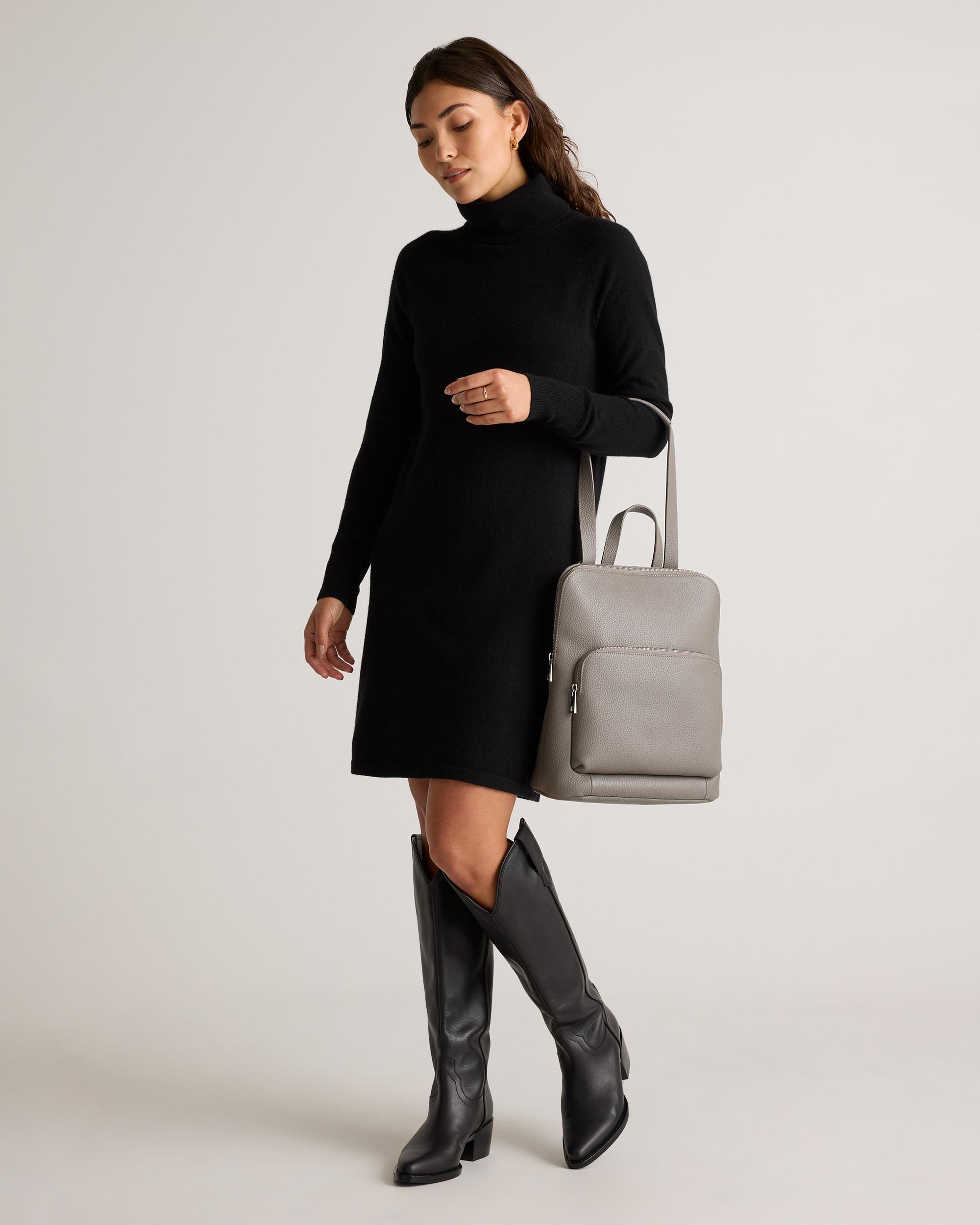 Quince | Women's Italian Leather Convertible Backpack in Mink Product Image