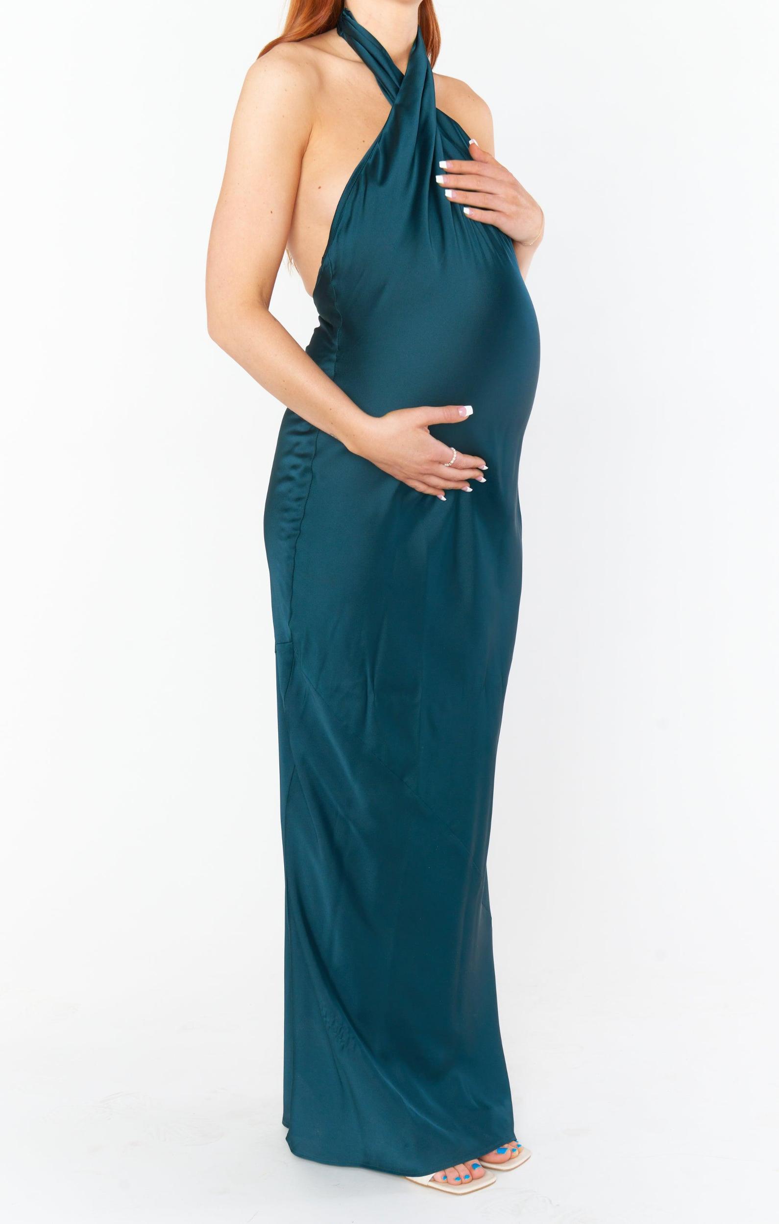 Jasmine Halter Maxi Dress ~ Copper Luxe Satin Product Image