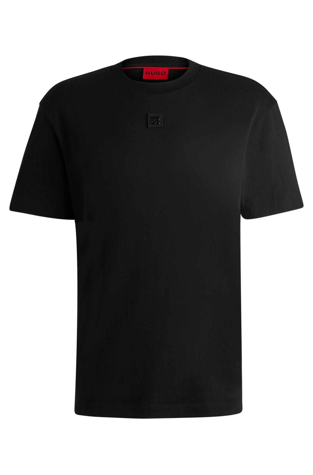 Interlock-cotton T-shirt with metallic stacked-logo badge Product Image