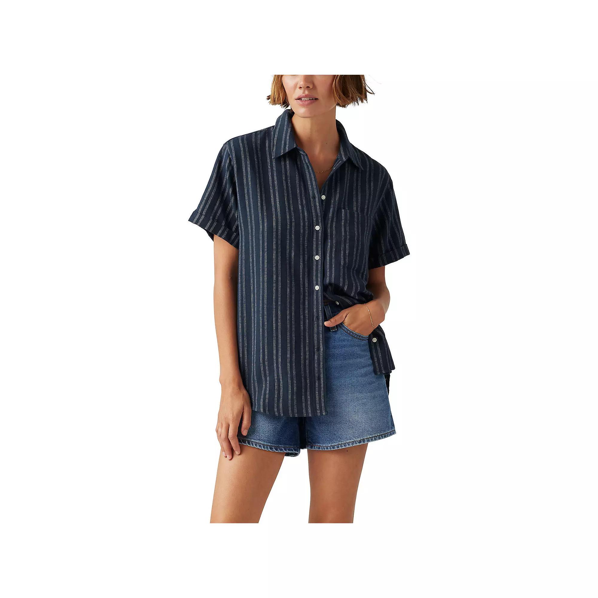 Women's Levi's® Darlene Short Sleeve Shirt, Size: Small, Shin Beach Stripe Product Image