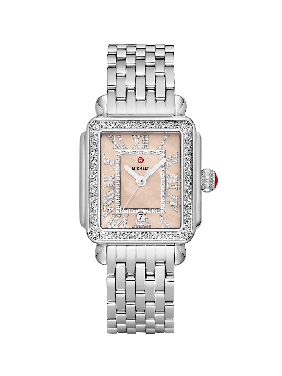 Womens Deco Madison Stainless Steel, Mother-Of-Pearl & 0.75 TCW Diamond Bracelet Watch/33MM x 35MM Product Image