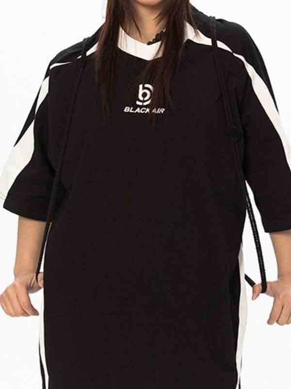 Street Contrast Color Oversized Short Sleeve Tee Product Image