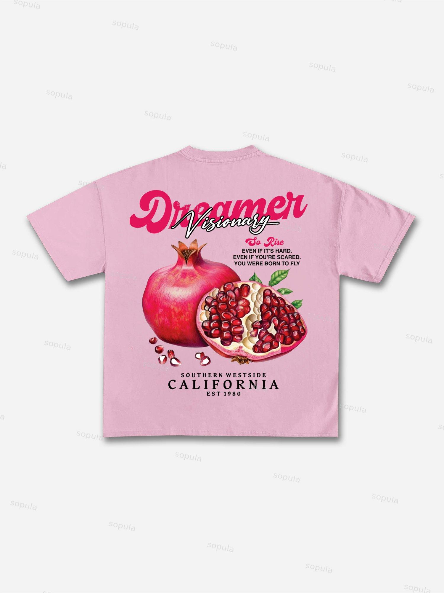 Tropical Fruits Love Your Dreams Vintage Graphic Cotton T-shirt Product Image