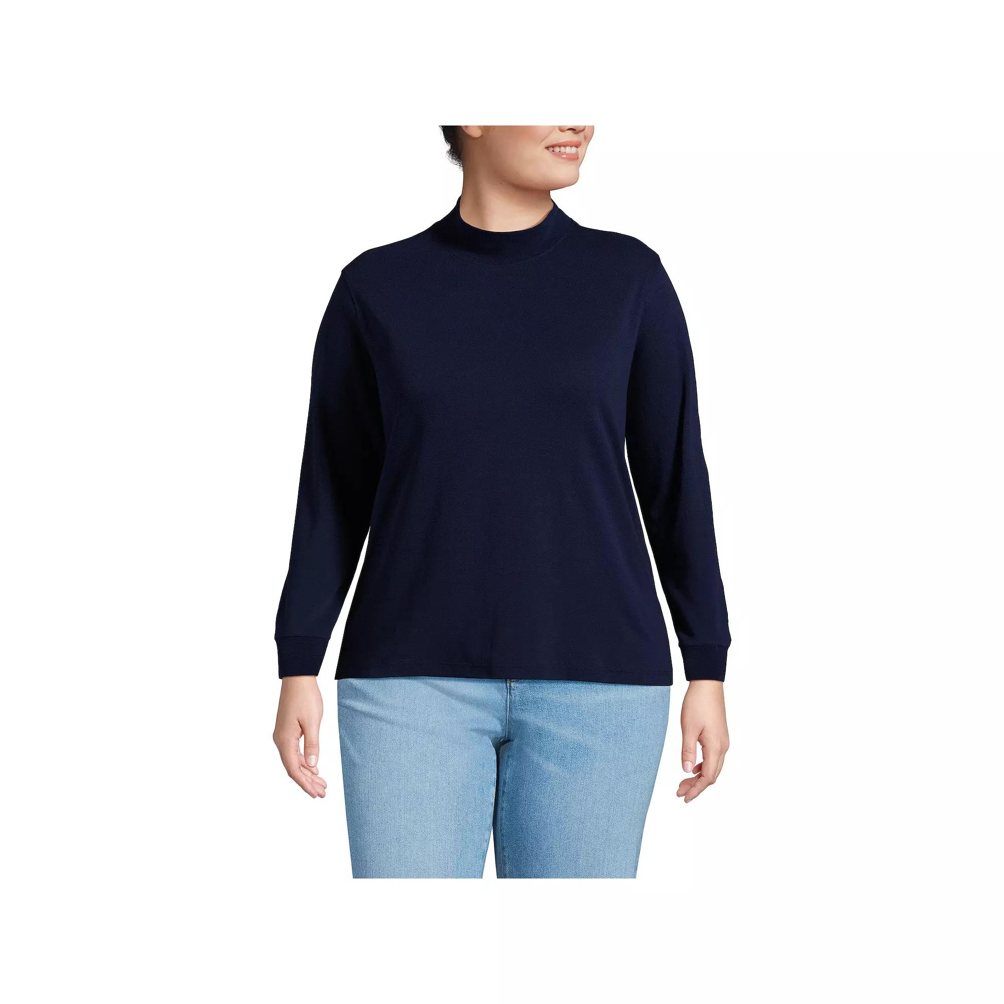 Plus Size Lands' End Relaxed Mockneck Top, Women's, Size: 2XL, Deep  Blue Product Image