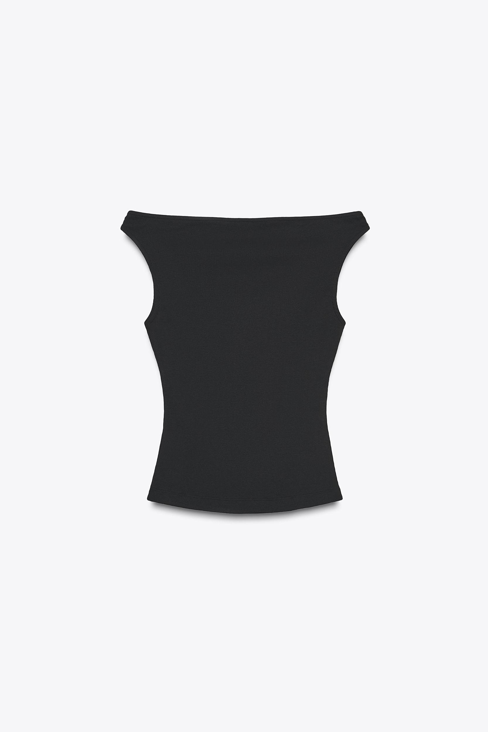 OFF-THE-SHOULDER RIBBED T-SHIRT Product Image