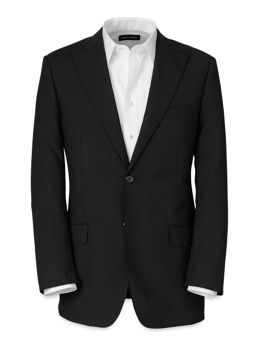 Wool Stretch Bengaline Peak Lapel Suit Jacket - Black Product Image