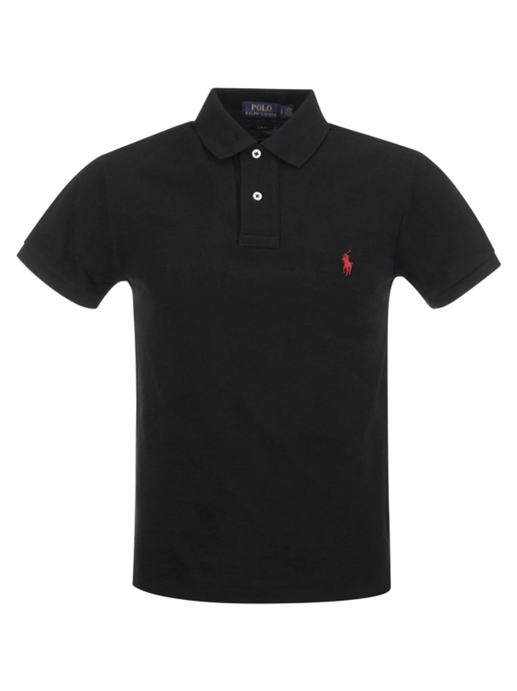 POLO RALPH LAUREN Black Polo Shirt With Classic Collar And Pony Embroidery On The Front In Cotton Man Product Image