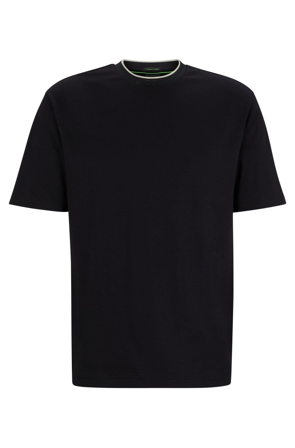 Interlock-cotton relaxed-fit T-shirt with logo collar Product Image