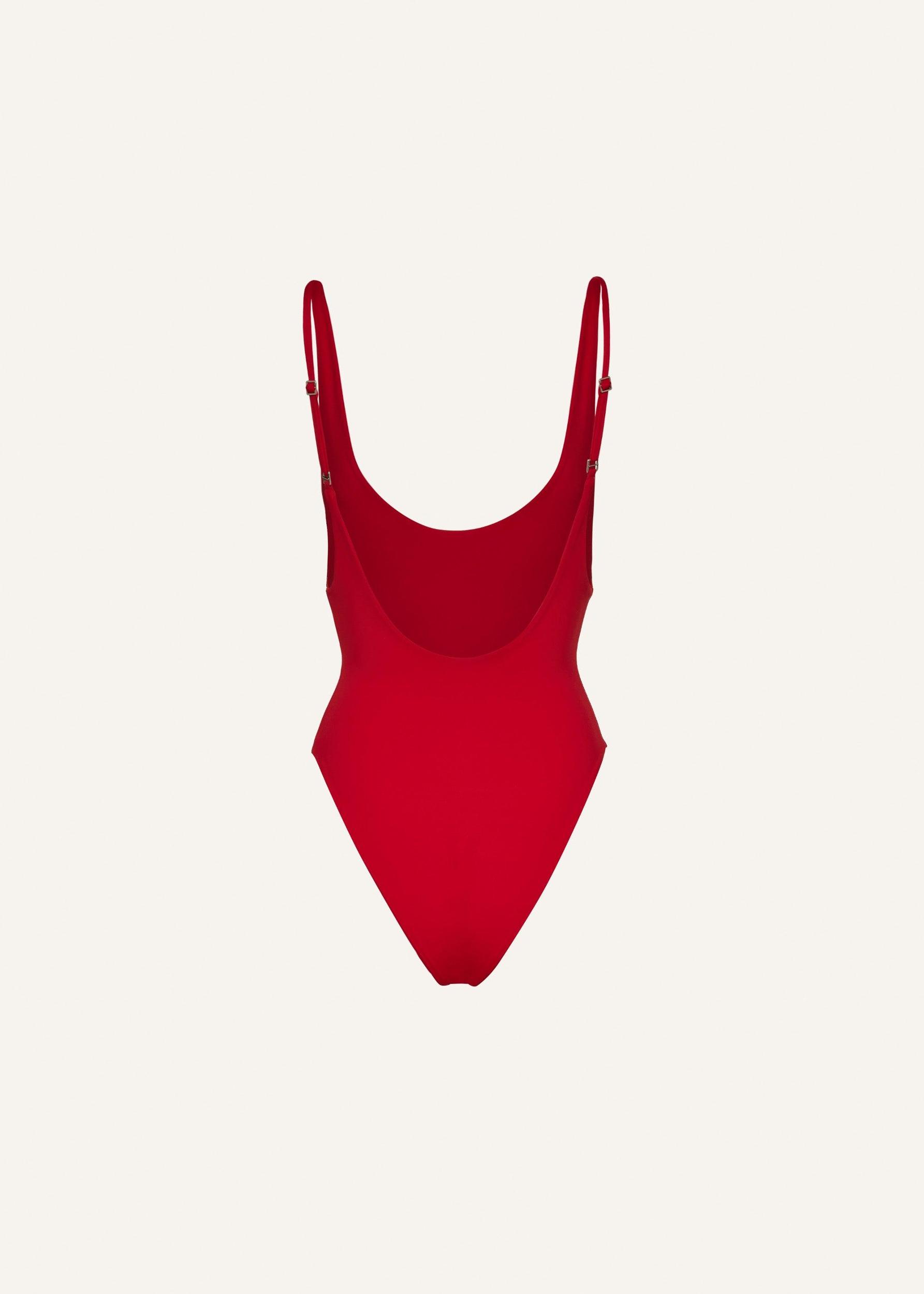 Scoop neck swimsuit in red Product Image