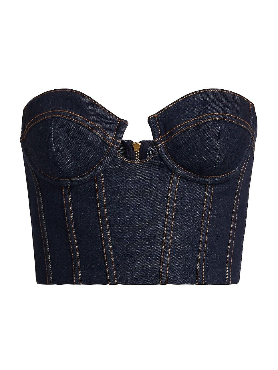 Womens Crush Denim Corset Top Product Image